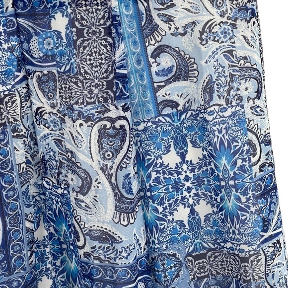 LULUS WINGS OF LOVE PAISLEY HANDKERCHIEF V-NECK SLIT SHORT SLEEVE MAXI DRESS - Picture 13 of 16